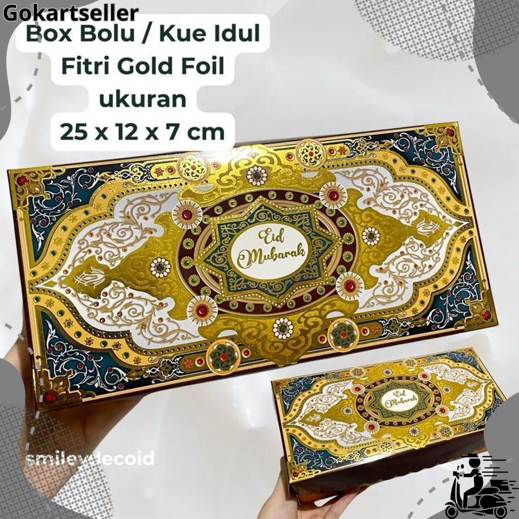 [10PCS] Box Idul Fitri Lebaran Kue Brownies  / Bolu / Kue Kering Gold Foil ukuran 25 x 12 x 7 cm Ham