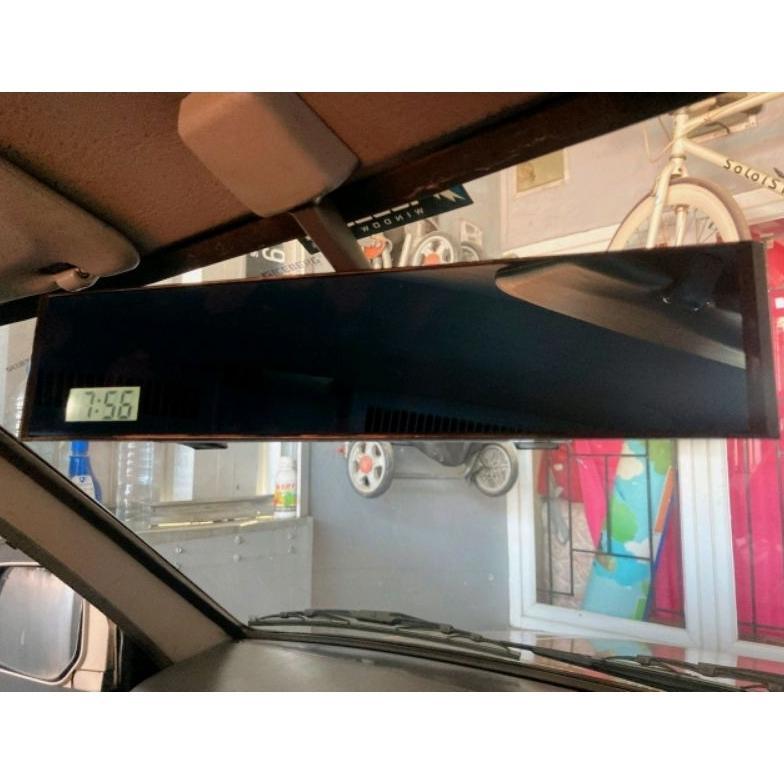spion tengah dalam kabin mobil + waktu jam 300 mm rata kaca biru