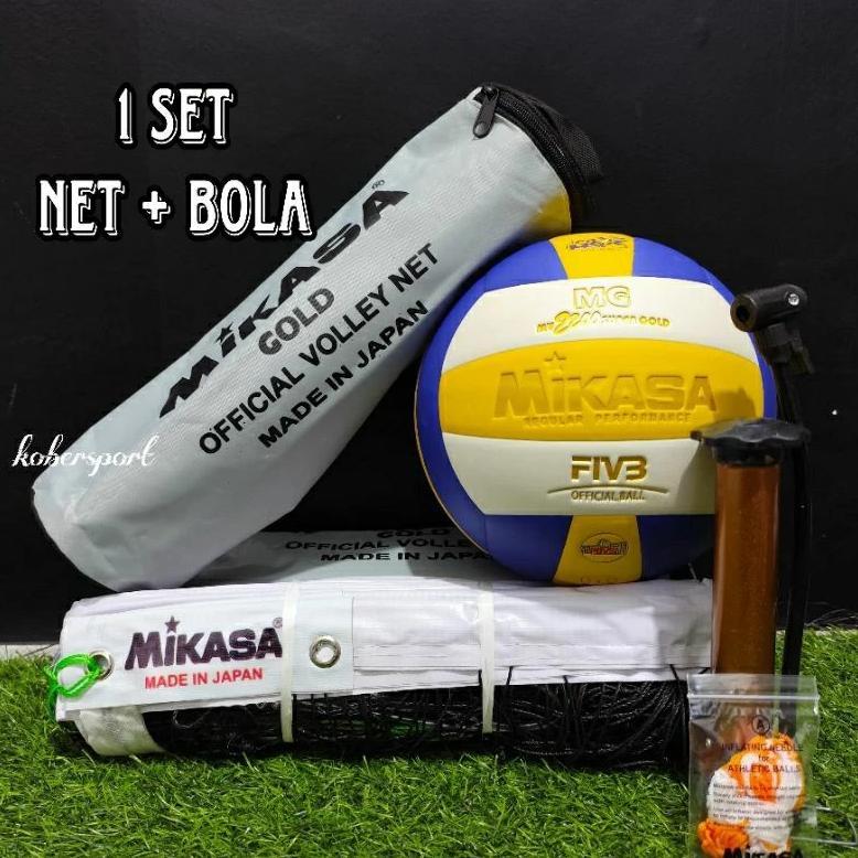PREMIUM PROMO 1 SET NET VOLI IMPORT & BOLA VOLI MIKASA PROLIGA ORIGINAL SIZE 5 BISA COD