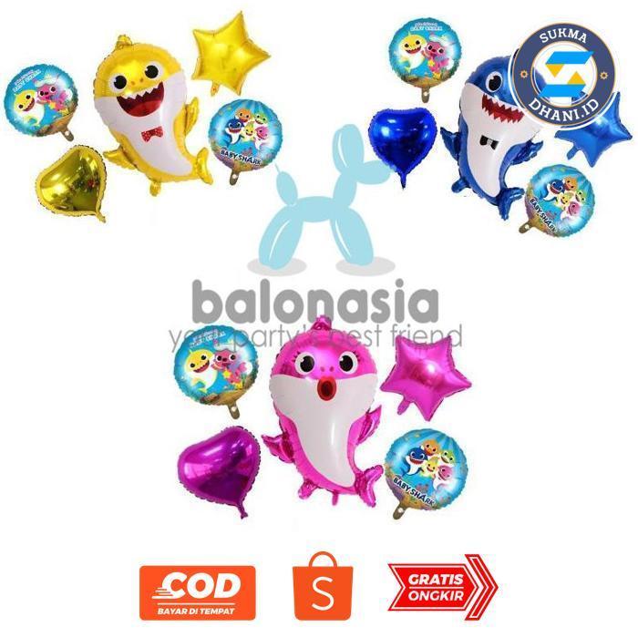 SUKMADHANI BALON FOIL ULANG TAHUN BABY SHARK SET IM31