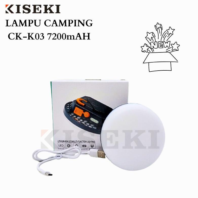 Kiseki Lampu Camping LED CK-K03 7200mAH Kapasitas Baterai 60*0,5W LED Module Dapat Digunakan Sebagai
