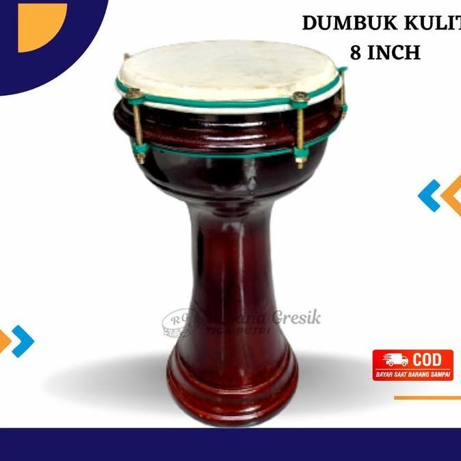 Bas Dumbuk Kulit Ukuran 8 inch Bas Dumbuk Kayu Pinggang