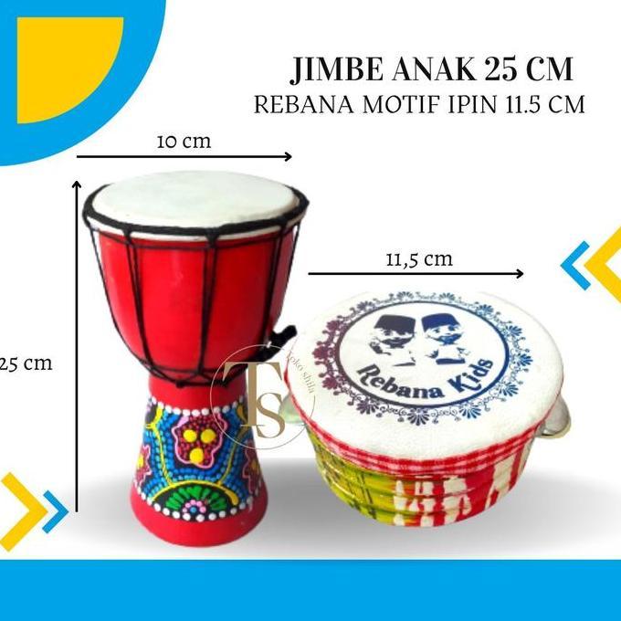 Paket Jimbe Murah Ukuran 25cm dan Rebana Anak Ipin Gendang Hadroh Marawis Kendang