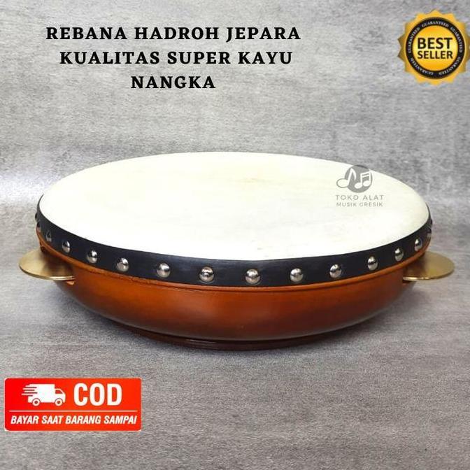 Rebana Hadroh Kualitas Super Bahan Kayu Nangka 30 cm Model Jepara