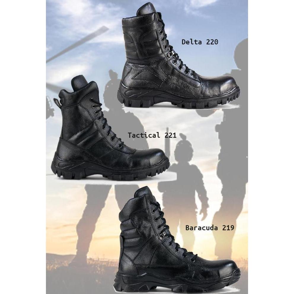 PROMO - NEFF Sepatu Boot Safety Kulit Sapi TNI Polisi Pelindung Besi NEFF Hitam dengan Resleting Sam