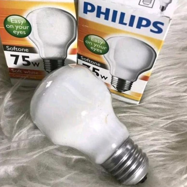 BESTPROMO LAMPU PHILIPS 75W 75 WATT SOFTONE PENGHANGAT AYAM CAHAYA SEMU KUNING / LAMPU PHILIPS 75 WA