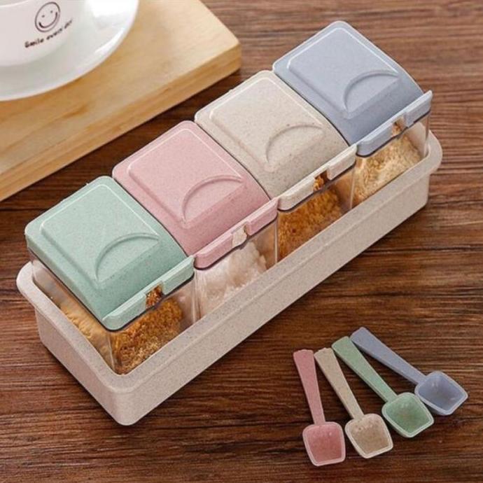 Unik Set 4 Tempat Bumbu Dapur