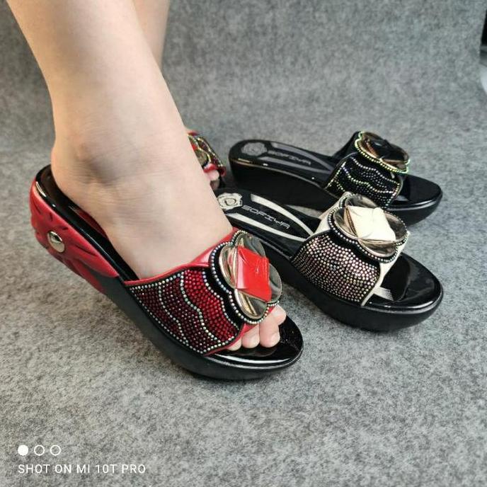 PROMO DISKON - [BISA COD] SOFIYA ORI 2175 41  WEDGES WANITA IMPORT / SANDAL WEDGE MEWAH / SENDAL KES