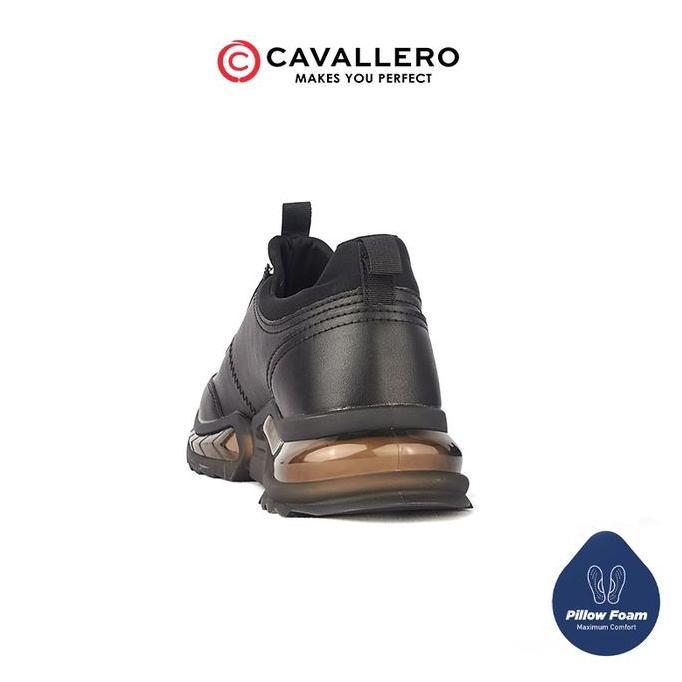 TERLARIS - Sepatu Pria Casual Sneakers Cavallero Yugo Black Shoes Snekers Hitam Kerja