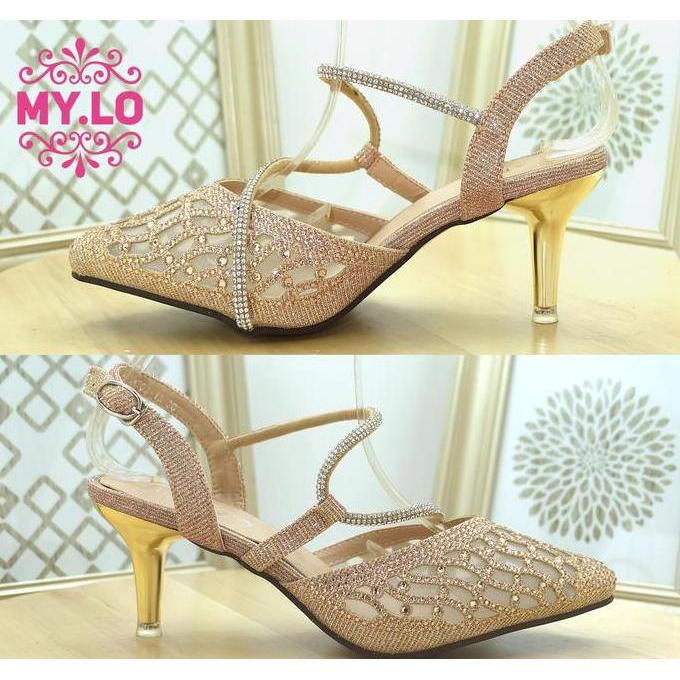 TERLARIS - SANDAL PESTA WANITA HEELS WEDDING SEPATU PENGANTIN PEREMPUAN MEWAH ELEGAN SELOP KEBAYA PE