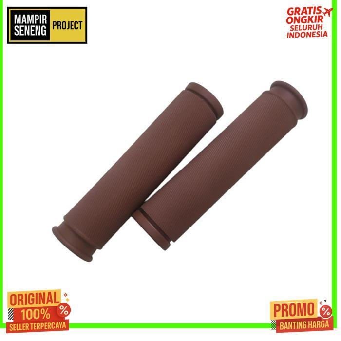 Sale Hand Grip Sepeda Vintage Coklat Sepasang 12Cm