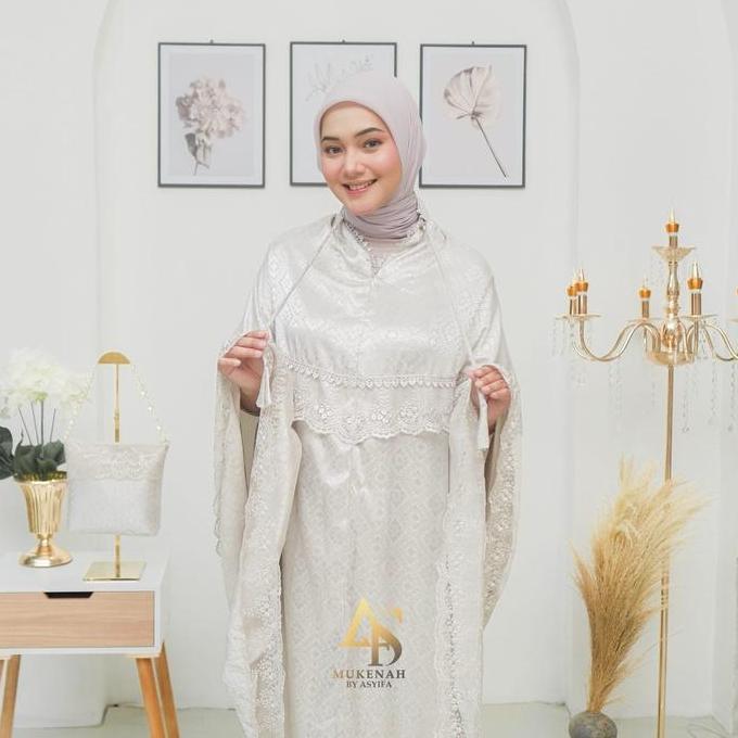 Syukron- Asyifa Mukena Zaurah Jumbo Jaguar Silk Series Dewasa Panjang 130 Cm Mewah Lembut Dengan Ren