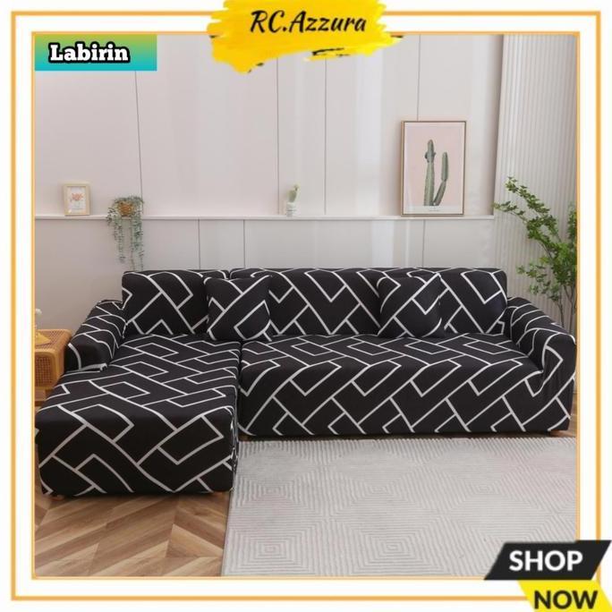 TERLARIS - COVER SOFA L SHAPED SIKU SUDUT SARUNG SOFA POLOS STRETCH ELASTIS