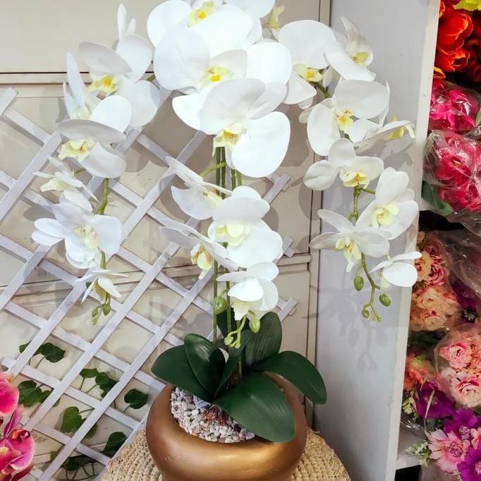 BEBAS ONGKIR - anggrek latex premium vas cendol gold