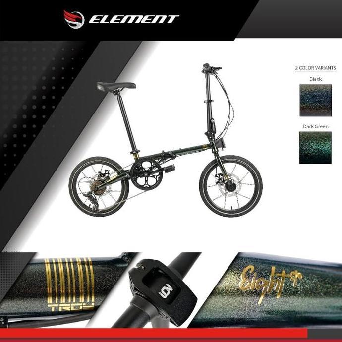 Terlaris Spesial Promo [ Bonus Bell ] Sepeda Lipat Element Troy 8S Chameleon Folding Bike 16 Inch El