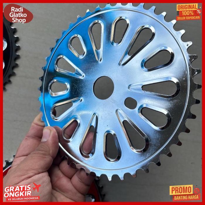 Kekinian Chainring Piring Piringan Gir Depan 44T Motif Matahari Sepeda 20 Bmx Model Engkol Crank Gir