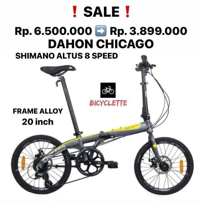 Terlaris Sepeda Lipat Dahon Ion Chicago 20 Inch Shimano Altus 8 Speed Disc New