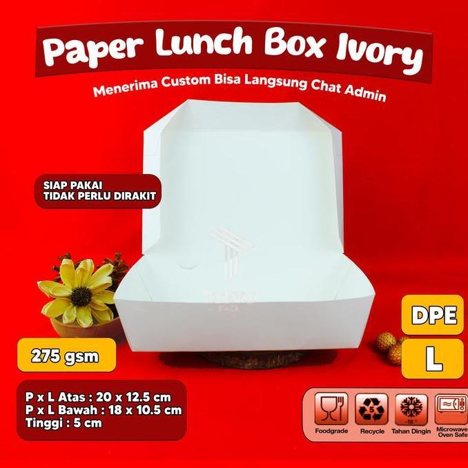 Paper Lunch Box Putih Uk S, M, L - Lunch Box Kertas - Lunch Box Kertas