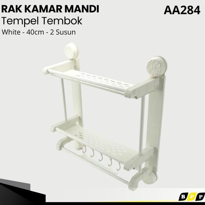 Rak Gantung Kamar Mandi Tempel Tembok Vacum Tanpa Bor 40cm | Rak Sabun Rak Handuk Rak Shampoo