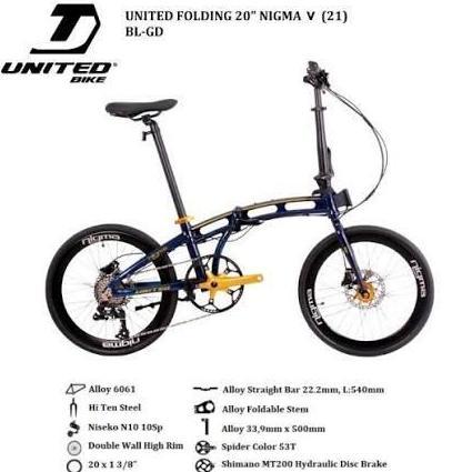 Terlaris [Gojek/Grab] Sepeda Lipat 20 United Nigma V 5