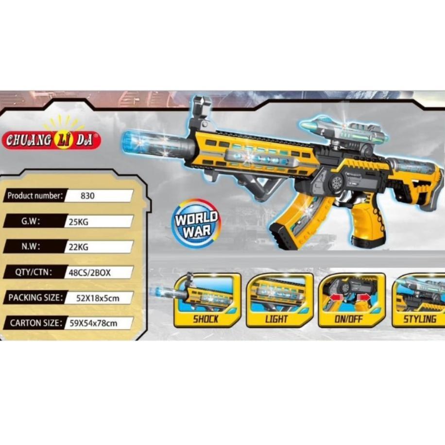 Pioneer Gun 833-27 Tembakan Elektrik Lampu Suara Getar Mainan Anak Outdoor