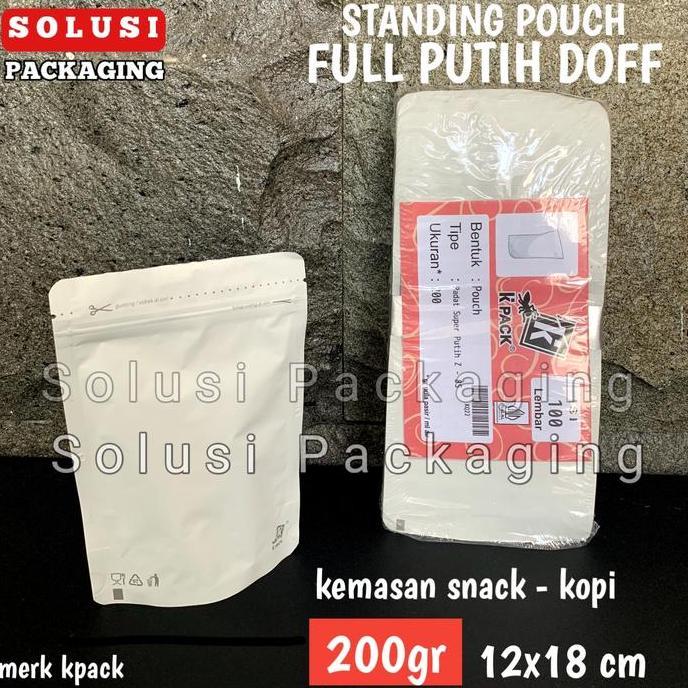 Standing Pouch PUTIH DOFF 100gr Plastik Klip Kemasan Aluminium foil