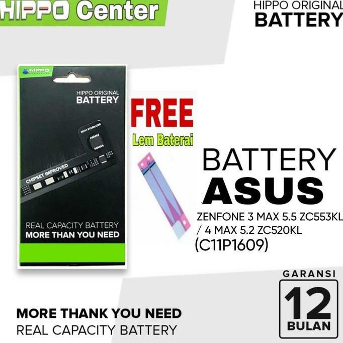 Hippo Baterai Asus ZENFONE 3 MAX 5.5 Battery ZC553KL / 4 MAX 5.2 ZC520KL Batre