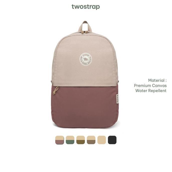 Bag- Twostrap - Rustic Backpack - Tas Ransel Laptop Wanita 14 Inch Slim Canvas Anti Air Sekolah Kuli