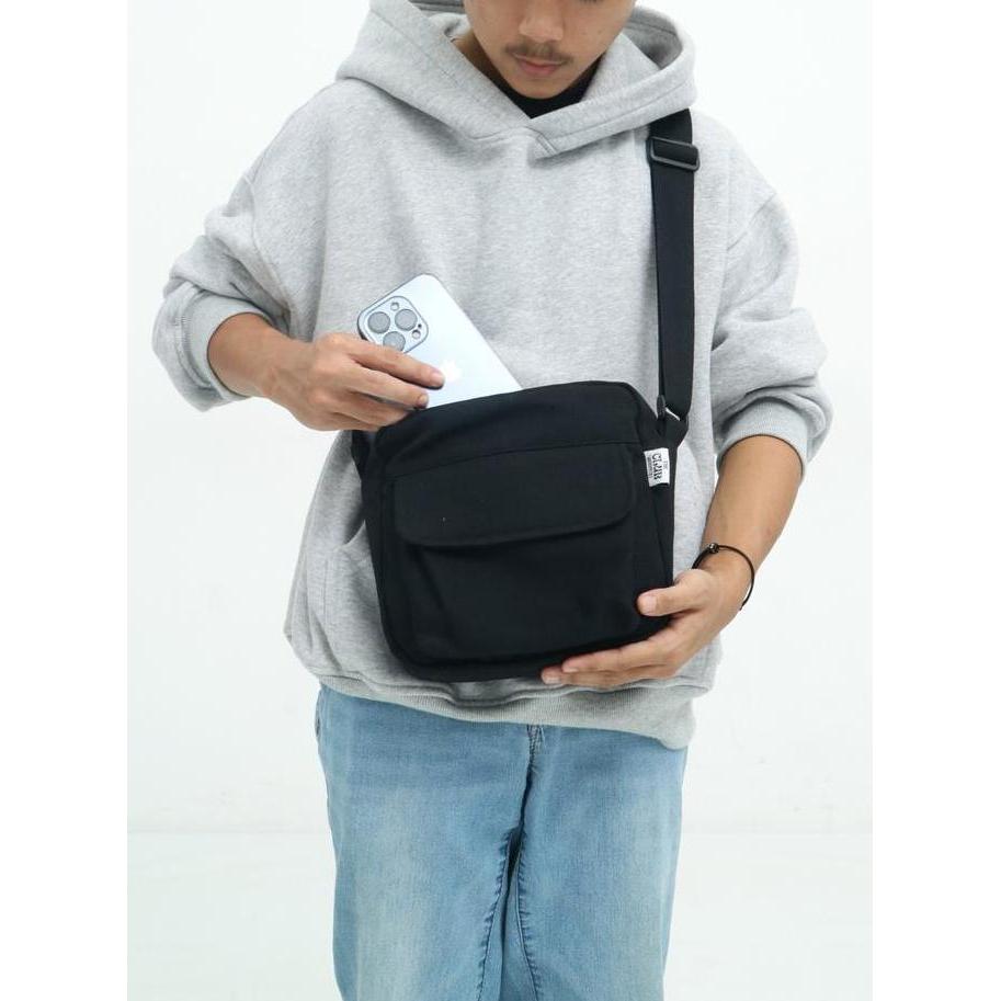 Bag- Theclub Tas Kanvas Selempang  Pria  - Korean Crossbody Slingbag Medium Canvas