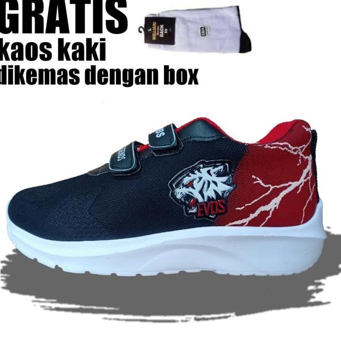 Sptkrn- Sepatu Sekolah Anak Laki Karakter Free Fire Mobile Lagends Evos Alterego Warna Hitam Rekat U
