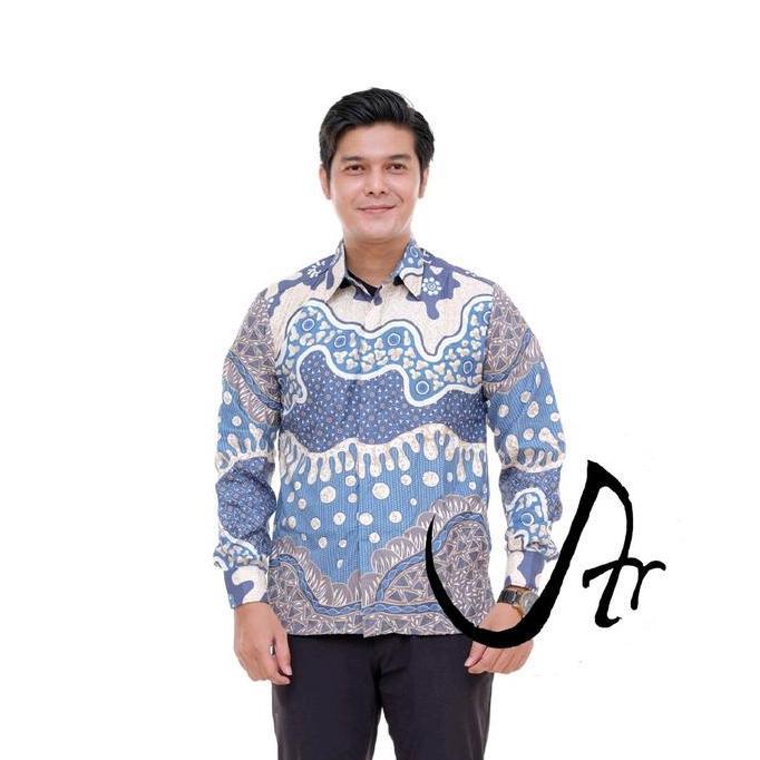 Baju Batik Pria Lengan Panjang Pakaian Kerja kantoran guru viral Atasan Resepsi pernikahan Kondangan