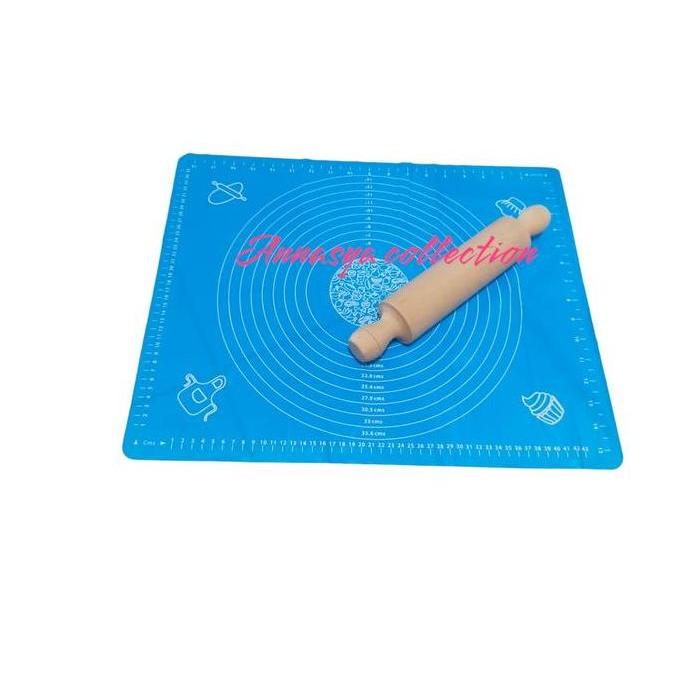 New- Alas Adonan Dan Rollpin Kayu / Alas Baking Adonan Kitchenware Kue Roti