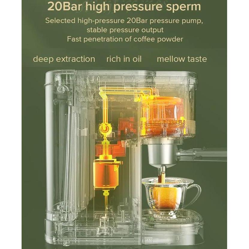 Kit- Konka Retro Green 3In1 Coffee Maker Mesin Kopi Espresso Ntc 20 Bar