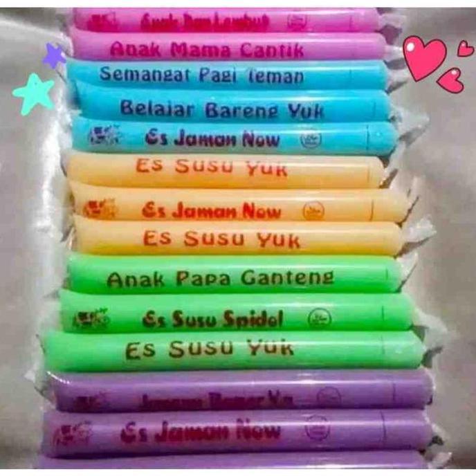 Kit- 500 Gram, Plastik Es Mambo Sablon Kata2 Yang Unik