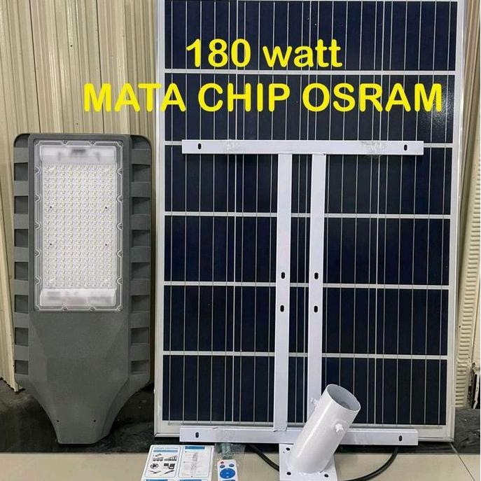 pju lampu jalan LED solar 180w mata osram / lampu pju solar panel two in one mata chips osram