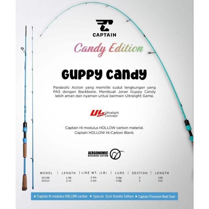 Joran Pancing Ultralight Captain Guppy Candy 198/210 cm Hollow Carbon