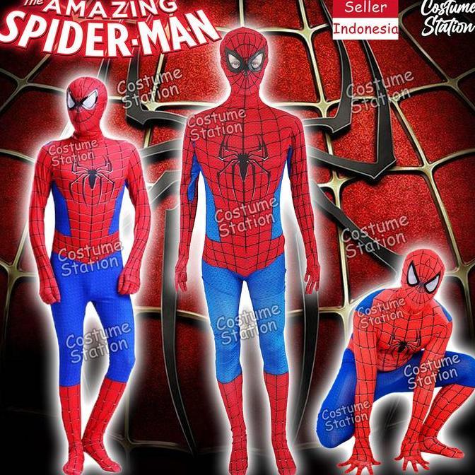 ORIGINAL Kostum The Amazing Spiderman / Costume Superhero Marvel pria dewasa READY STOCK