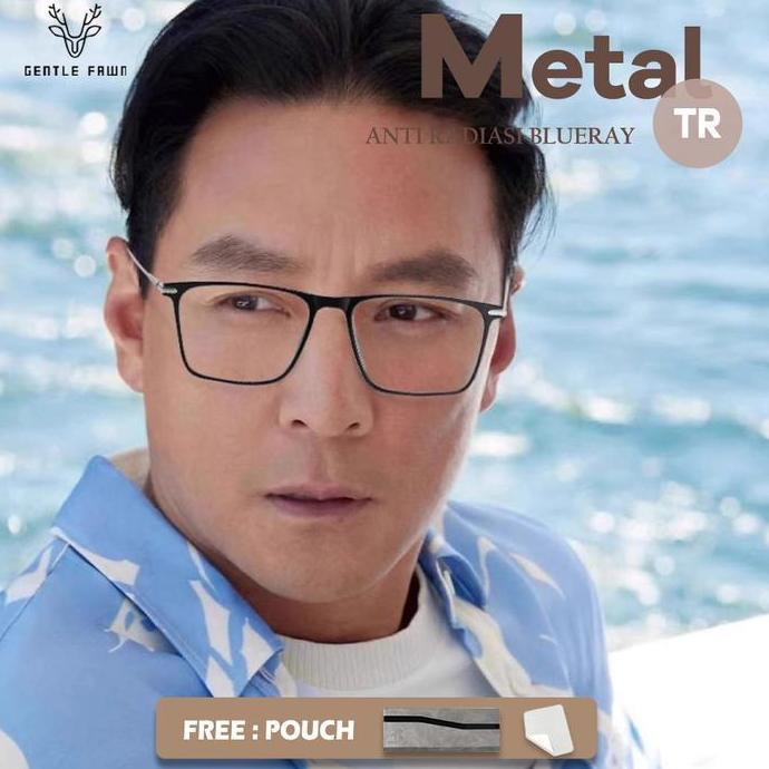 ORIGINAL Gray Pink Kacamata Anti Radiasi Blueray Style Kotak Simple Bahan TR90+Metal Keren Fashion P