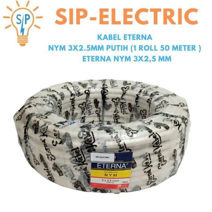 KABEL ETERNA NYM 3X2.5MM PUTIH (1 ROLL 50 METER ) / ETERNA NYM 3X2,5