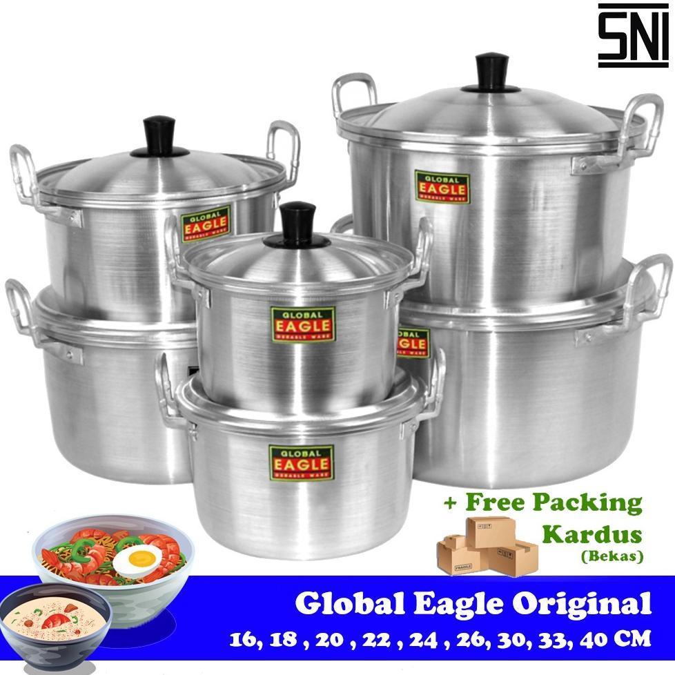 NEW DEALS PANCI ALUMUNIUM + TUTUP / PANCI AIR TUTUP LUAR GLOBAL EAGLE - 16 CM / 18 CM / 20 CM / 22 C