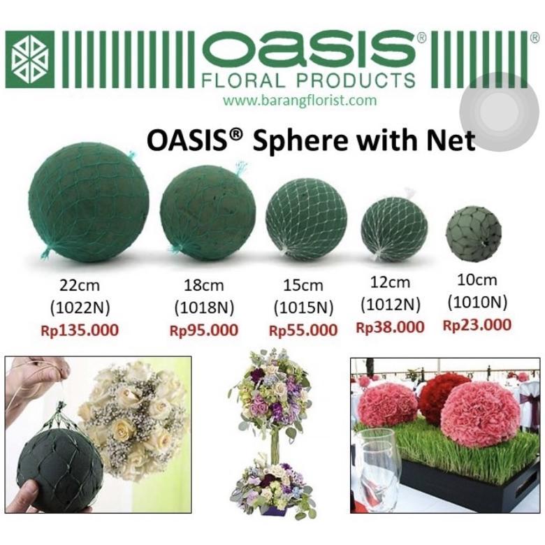 OASIS Sphere with net 15cm kode 1015N Foam Bunga Bulat foam basah bulat oasis bulat basah oasis basa