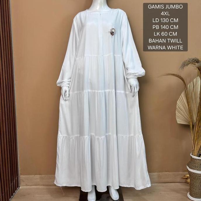 Gamis Hitam Putih Jumbo Ld 130 Cm Model Polos Kekinian - Nafisah Dress