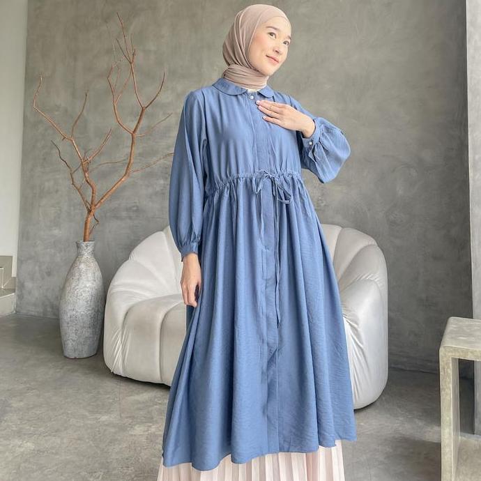 Eclemix Midi Dress Namuu | Gamis Muslim Wanita Kancing Depan