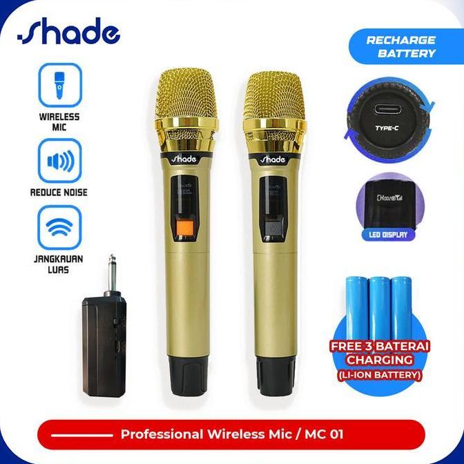 QWEENSATRU - SHADE UHF WIRELESS DYNAMIC MIC GENGGAM KARAOKE BLUETOOTH PROFESIONAL