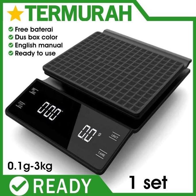 Bellashoopingcom - Timbangan Kopi Digital 3Kg Timer V6 Drip Coffee Scale Touch Screen