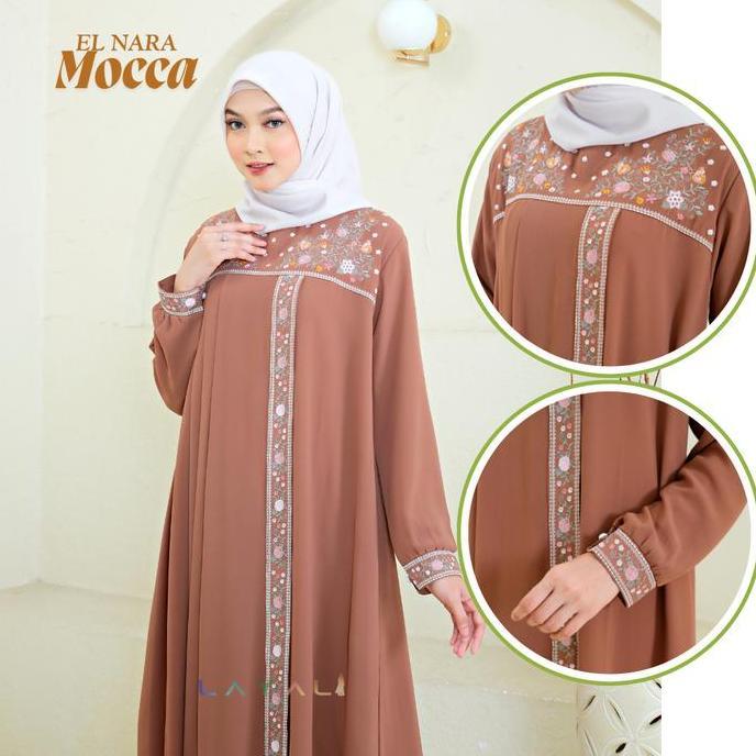 Layali - Elnara Gamis Dewasa Ceruty Motif Bordir Bunga