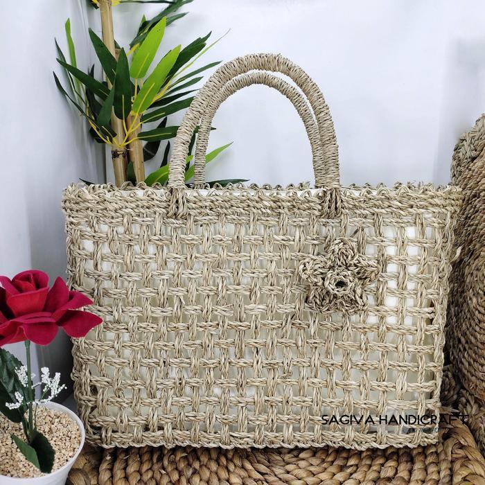 Tas Jinjing Wanita Anyaman Pandan Lilit Kotak Besar