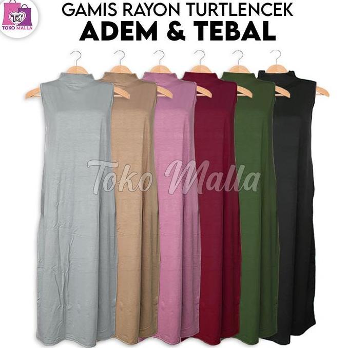 Manset Gamis Premium Wanita Leher Tinggi Lengan Panjang Dan Buntung Bahan Rayon Super Adem Mangset D