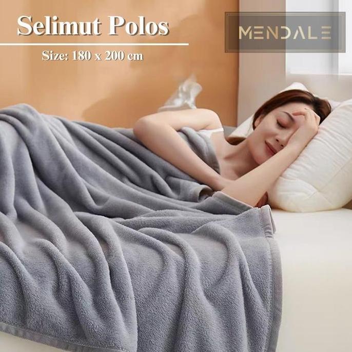 Selimut Bulu Lembut & Halus Pola Polos Uk Dewasa 180x200 cm