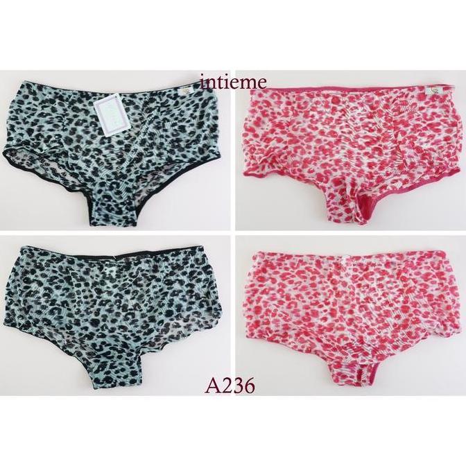 Promo Celana Dalam Wanita Transparan Motif Leopard / Panty Lingerie Boy Short Elastis A236 Diskon